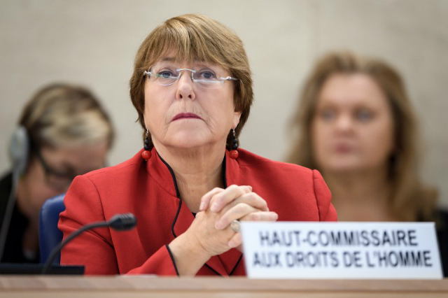 BETTER DRUG POLICIES. UN rights chief Michelle Bachelet urges the Philippine government to employ better drug policies. Photo by Fabrice Coffrini/AFP  