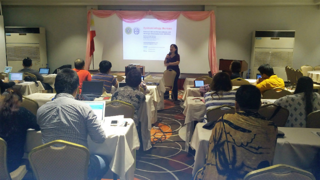 Dr Genesis Samonte of the Department of Health briefs members of the media on the HIV epidemic in the Philippines on Thursday, July 14. Photo courtesy of RITM. 