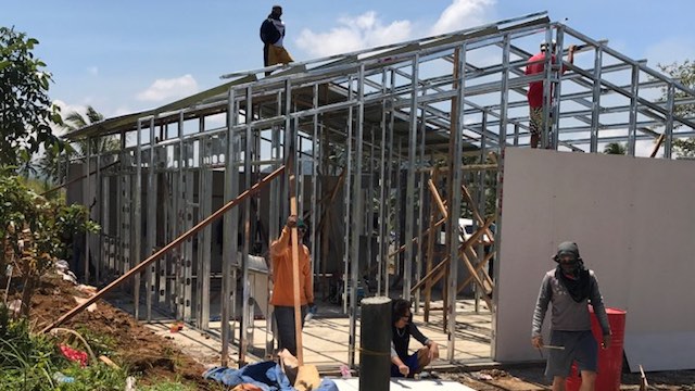 CONSTRUCTION UNDERWAY. Model houses are being assembled at the relocation site for those affected by the Marawi City crisis. All photos from Joint Task Force Marawi  