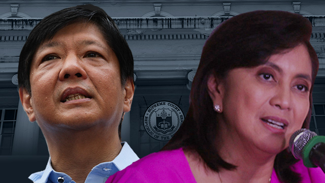 SUB JUDICE VIOLATION. Vice President Leni Robredo and ex-senator Bongbong Marcos were fined by the High Court for breaking the sub judice rule. File photos by Rappler 