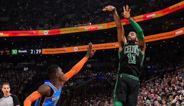 HALTED. Kyrie Irving and the Boston Celtics end the Oklahoma City Thunder's seven-game winning streak. Photo from Twitter (@NBA)  