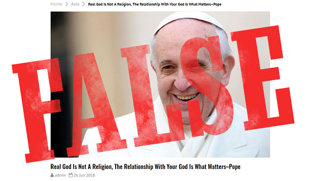 Screengrab of a June 26 radio-bbc.com post claiming Pope Francis defended President Rodrigo Duterte's "God is stupid" remark. 