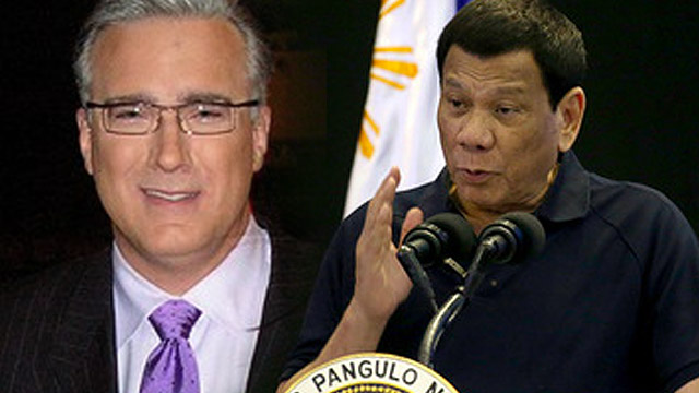 THROWING SHADE. ESPN SportsCenter host Keith Olbermann's tweet on Duterte draws both flak and comical responses from netizens. Photo from Wikipedia (Olbermann) and MalacaÃ±ang (Duterte) 