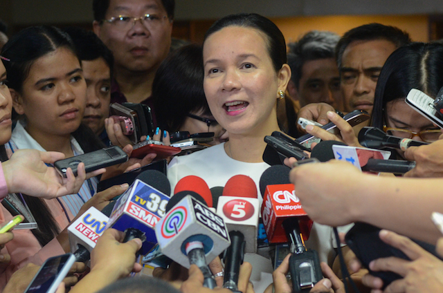 'I AM QUALIFIED.' In this file photo, Senator Grace Poe dismisses allegations she is disqualified to run for president in 2016 