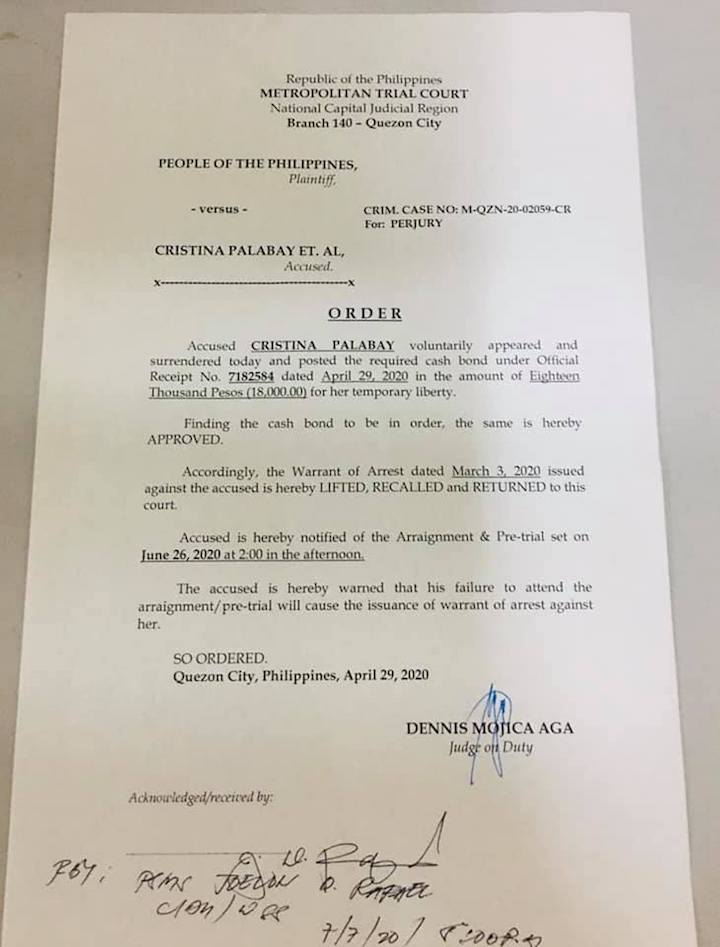 RECALL ORDER. Photo from Palabay's Facebook page 
