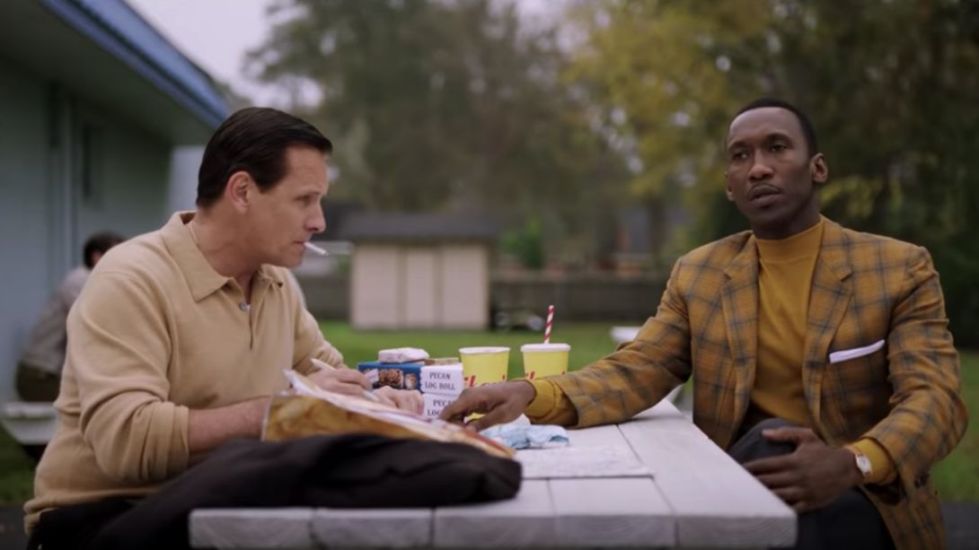 BEST PICTURE. 'Green Book' stars Viggo Mortensen and Mahershala Ali, who also won the Best Supporting Actor award. Screenshot from Universal Pictures' Youtube account 