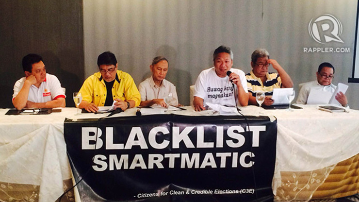 C3E. The Citizens for Clean and Credible Elections (C3E) holds a press conference to air their opposition to the Comelec-Smartmatic agreement for the PCOS refurbishments. Michael Bueza/Rappler
