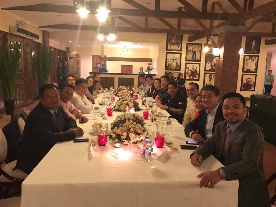 LOYALTY CHECK? Senators deny their intimate dinner with President Rodrigo Duterte is a form of loyalty check. Photo from Senator JV Ejercito   