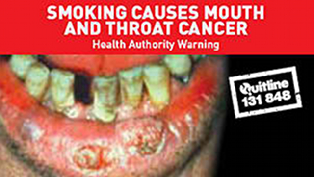 EFFECTIVE. The image is a sample graphic warning used by the Australian government, and posted on the WHO website.