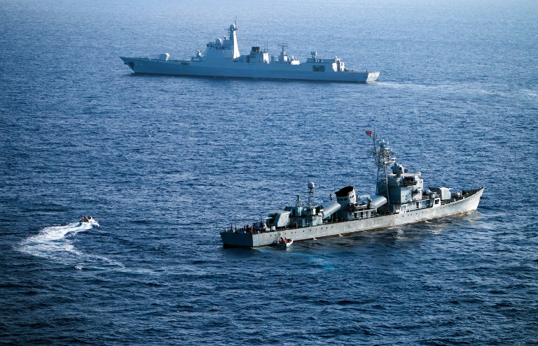 DISPUTED WATERS. This file photo taken on May 5, 2016 shows crew members of China's South Sea Fleet taking part in a drill in the Xisha Islands, or the Paracel Islands in the South China Sea. Stringer/AFP 
