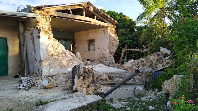 DAMAGED. The wall of a house collapses after a magnitude 5.4 earthquake struck Batanes before dawn on Juy 27, 2019. Photo courtesy of Jing Noblejas 