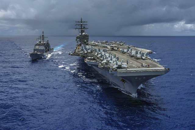 'AMERICA CARES.' The visits to the Philippines of 3 US carriers, including USS Ronald Reagan (in photo), show that America cares about developments in the South China Sea, says US Ambassador to the Philippines Sung Kim. Photo from US Indo-Pacific Command 
