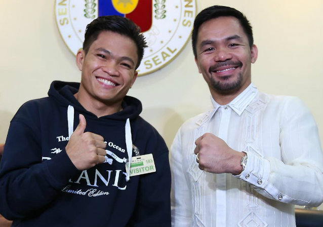 PROTÉGÉ. There are some similarities between Jerwin Ancajas and Manny Pacquiao, but Ancajas is focused on building his own identity as a champion. Photo from Pacquiao's Facebook page   