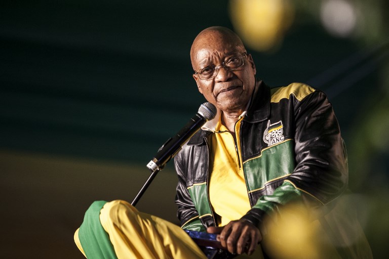 JACOB ZUMA. This file photo taken on April 12, 2017 shows South Africa's President Jacob Zuma attending celebrations for his 75th birthday in Kliptown, Soweto. File photo by John Wessels/AFP 
