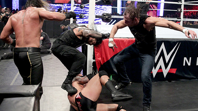 MINI-REUNION. The Shield briefly team up at the main event of WWE Payback. Photo from WWE.com 