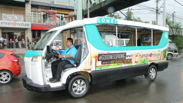 SAME FARE. A fleet of electronic-powered jeepneys in Quezon City will use the same tariff system of public utility vehicles. Photo from Global Electric Transportation's Facebook page