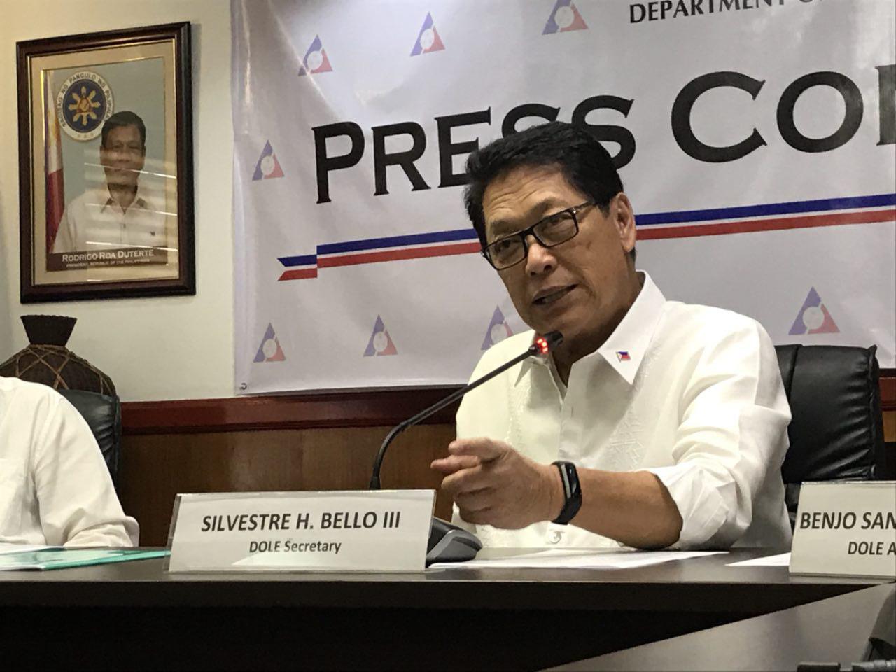 BRIEFING. Labor Secretary Silvestre Bello III on May 28, 2018 says he submitted the list of companies engaged in illegal contracting to Malacanang. Photo by Aika Rey/Rappler 