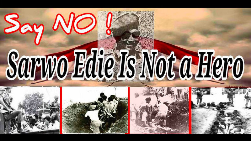 Poster yang terpampang di laman Change.org yang menolak dijadikannya Sarwo Edhie sebagai pahlawan nasional. 