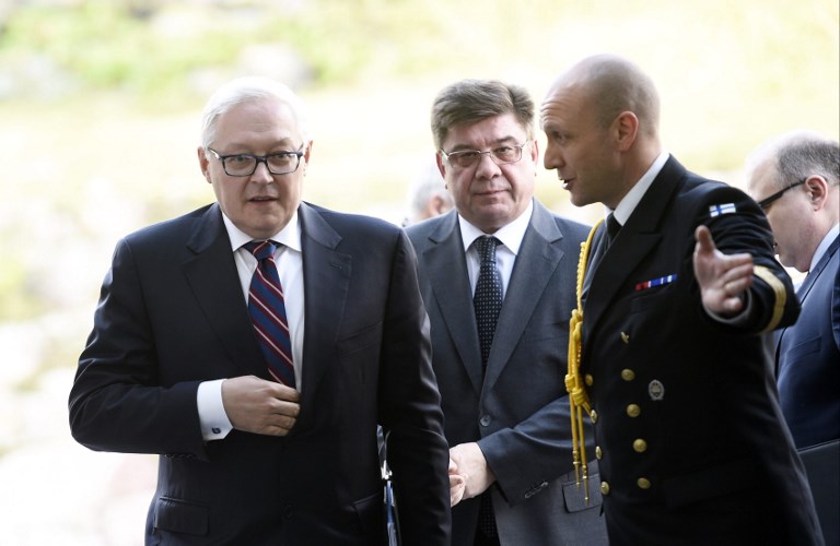 SERGEI RYABKOV. Deputy Foreign Minister of the Russian Federation Sergei Ryabkov (L) arrives for a meeting with Finnish President at the President's Official Residence MÃ¤ntyniemi, in Helsinki, Finland, on September 12, 2017. Photo by Martti Kainulainen /Lehtikuva/AFP 