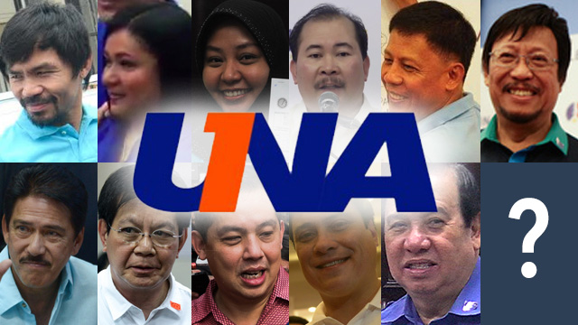 UNA SLATE. The opposition United Nationalist Alliance has 11 senatorial bets so far, including 5 guest candidates. 