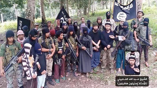 This file photo shows Filipino extremists who are allegedly linked to ISIS. File/Rappler 