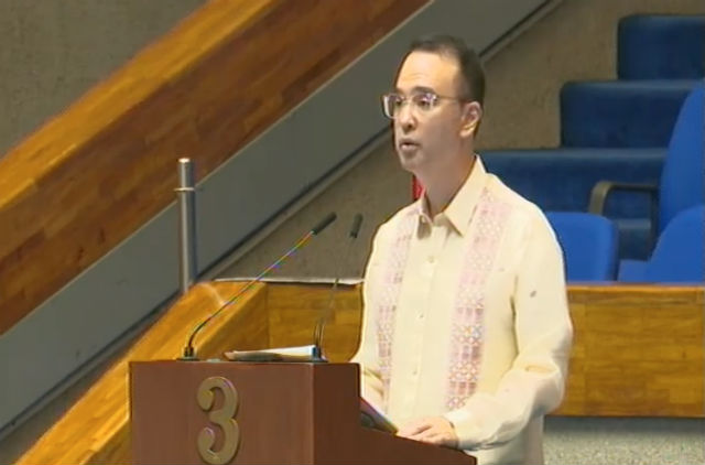 ABS-CBN FRANCHISE. Speaker Alan Peter Cayetano delivers his sponsorship speech for House Bill 6732 on May 13, 2020. Screenshot from the House of Representatives' YouTube account 