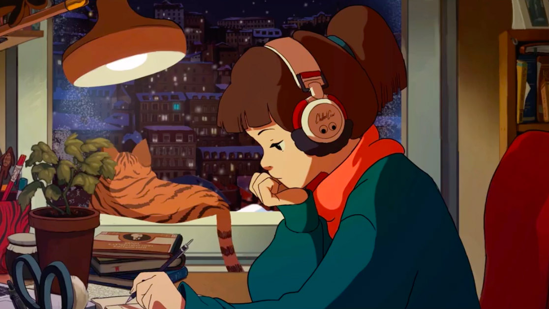 Lofi hip hop radio anime girl resumes studies after erroneous YouTube takedown