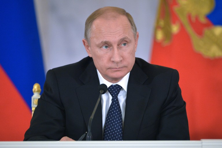 PUTIN. Russian President Vladimir Putin in St. Petersburg. File photo by Alexey Druzhinin/Pool/RIA Novosti/AFP 