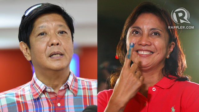 TOO CLOSE TO CALL. It's a tight race between Senator Ferdinand 'Bongbong' Marcos Jr and Camarines Sur 3rd District Representative Leni Robredo for the vice presidential race. 
