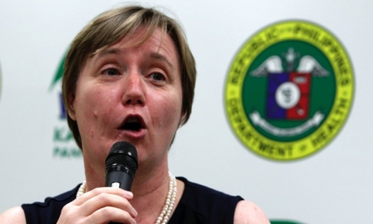 TRAIN HEALTH WORKERS. World Health Organization (WHO) Representative in the Philippines Dr Julie Hall speaks during a press conference on Ebola Virus Disease (EVD) at the Department of Health (DOH) office in Manila, Philippines, 17 October 2014. Photo by Ritchie B. Tongo/EPA