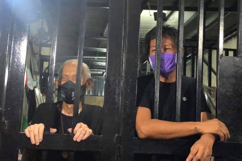 JAILED. Jeepney drivers Elmer Cordero and Wilson Ramilla of the so-called Piston 6 are arrested and jailed for protesting the ban on public transport. Photo from Piston Facebook page 
