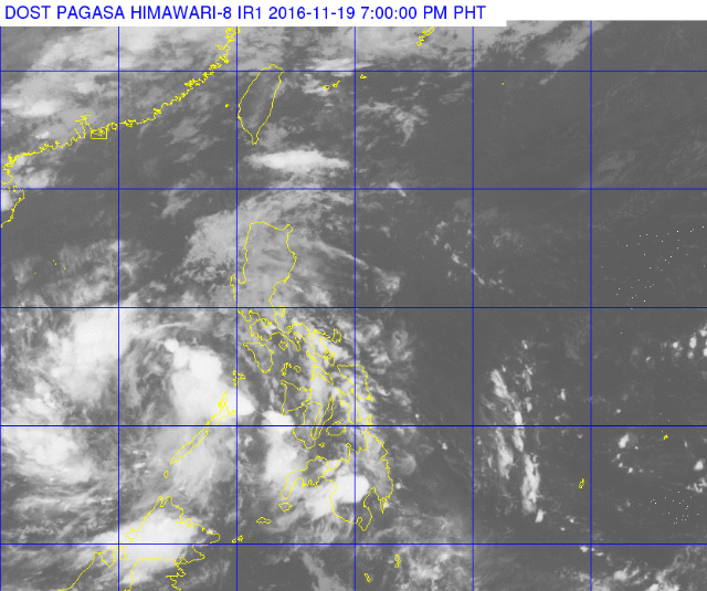 Satellite image as of November 19, 7 pm. Image courtesy of PAGASA 