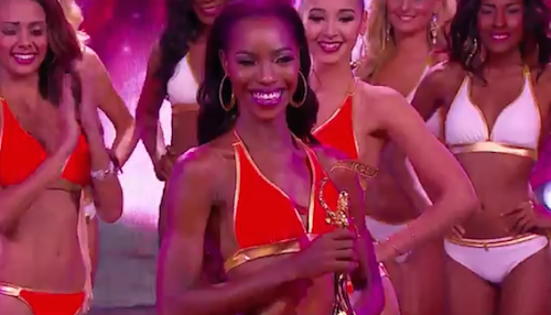 Miss Bahamas memenangkan kategori Best Swimsuit. Foto dari screen capture Facebook Live MGI 2016. 