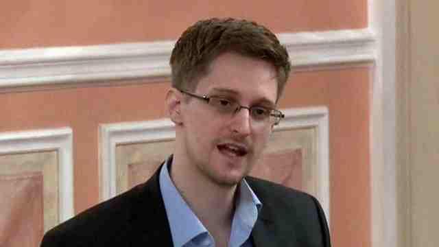 PARDON? Edward Snowden in Russia. File photo by AFP/Wikileaks 