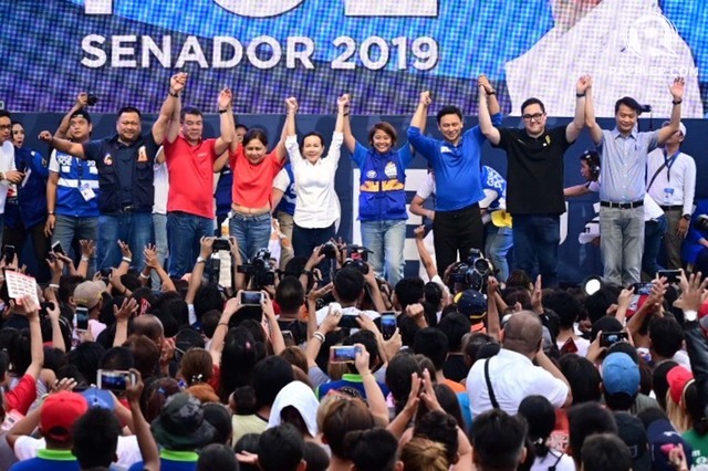 KICK-OFF. The 7 reelectionist senators in their proclamation rally organized by Senator Grace Poe in February 2019. File photo by Alecs Ongcal  