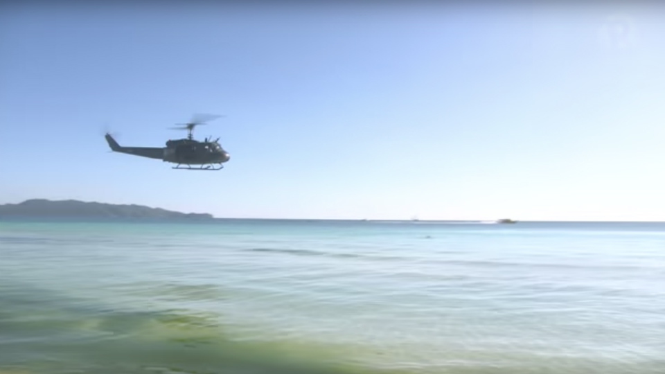 SPOTTED. A military chopper is spotted flying over Boracay on April 25, 2018. Photo by Adrian Portugal/Rappler 