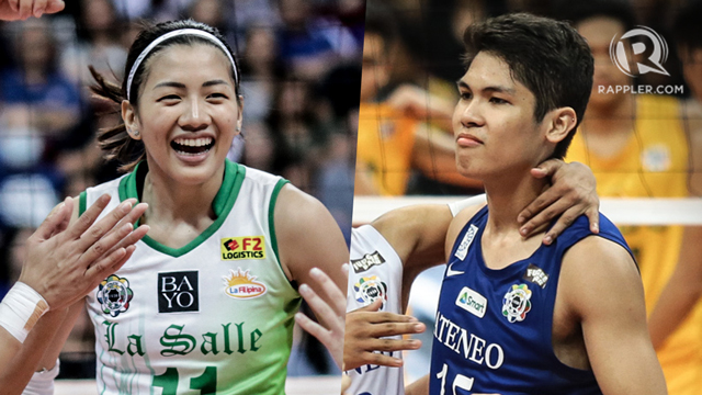 POWER COUPLE. La Salle Lady Spiker Kim Dy and Ateneo Blue Eagle Marck Espejo are both seeing action in the UAAP finals. Dy photo by Michael Gatpandan and Espejo photo by Josh Albelda 