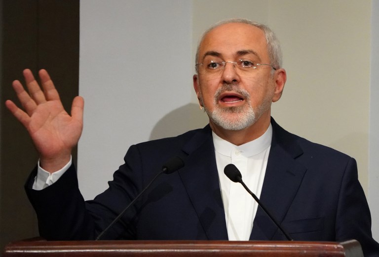 RESIGNING? Iranian Foreign Affairs Minister Mohammad Zarif speaks at the Council on Foreign Relations April 23, 2018 in New York. 
File photo by Don Emmert/AFP 