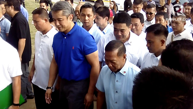 ALLY. Cavite Governor Jonvic Remulla escorts Vice President Jejomar Binay to the venue of the VP's counter-State of the Nation Address in Indang, Cavite, on August 3, 2015. Rappler photo 
