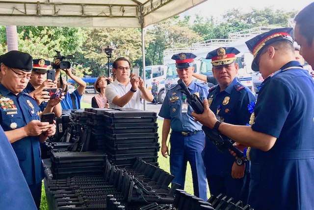 MORE FIREPOWER. Police generals inspect newly purchased weapons. Sourced photo 