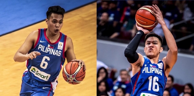 COMEBACK. Roger Pogoy (right) replaces Scottie Thompson for Gilas Pilipinas' clash against Kazakhstan. Photos from FIBA 