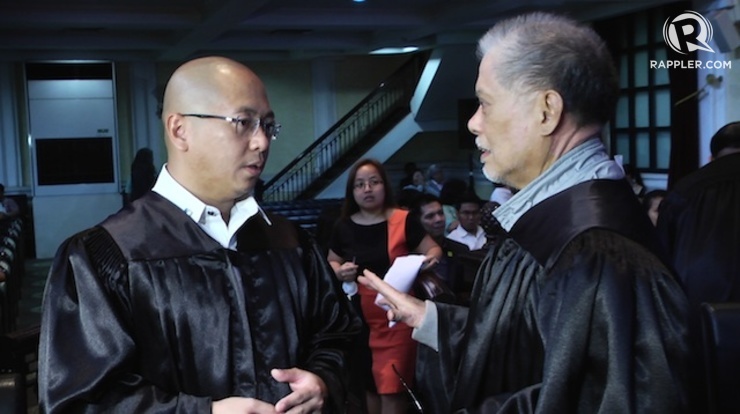ORAL ARGUMENTS ON EDCA: Acting Solicitor General Florin Hilbay and Anti-EDCA petitioner former Senator Rene Saguisag. Rappler photo