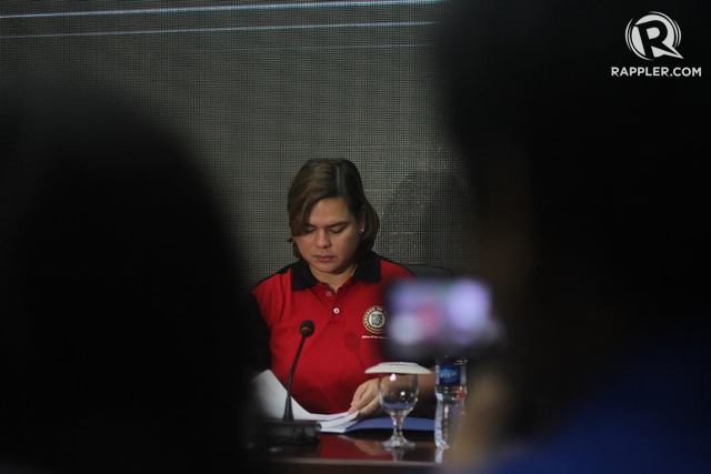 CHINA AID. Davao City Mayor Sara Duterte announces the Chinese government will help residents recover from two tragedies that affected her city. File photo by Mick Basa/Rappler 