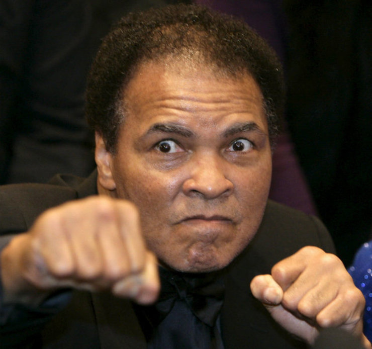 HEADED HOME. Boxing legend Muhammad Ali, seen before his daughter Laila Ali fought in Germany in 2005, will spend his next birthday at home. Photo by Peer Grimm/EPA