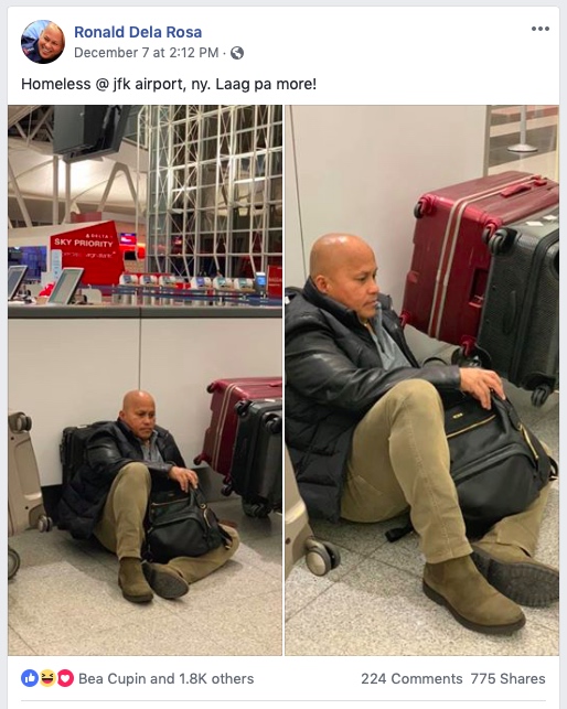 ORIGINAL POST. Ronald dela Rosa posts these photos on his Facebook account on December 7. Screenshot from Dela Rosa's Facebook account 