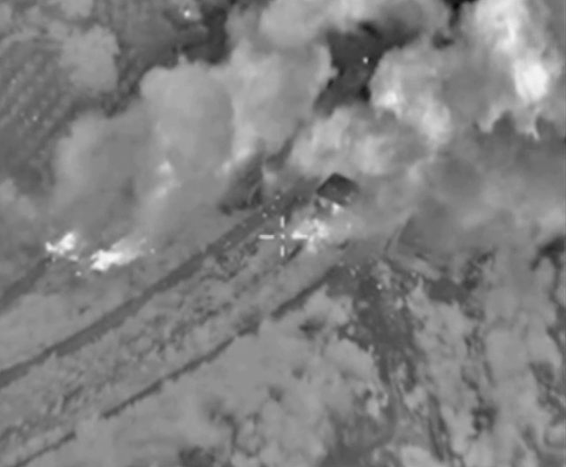 AIRSTRIKES. A handout frame grab taken from a video footage made available on the official website of the Russian Defense Ministry on 13 October 2015 shows an aerial view of smoke rising after airsrikes carried out by Russian warplanes against what Russia says Islamic State (ISIS or IS) facilities in Hama province in Syria. Russian Defense Ministry/EPA 