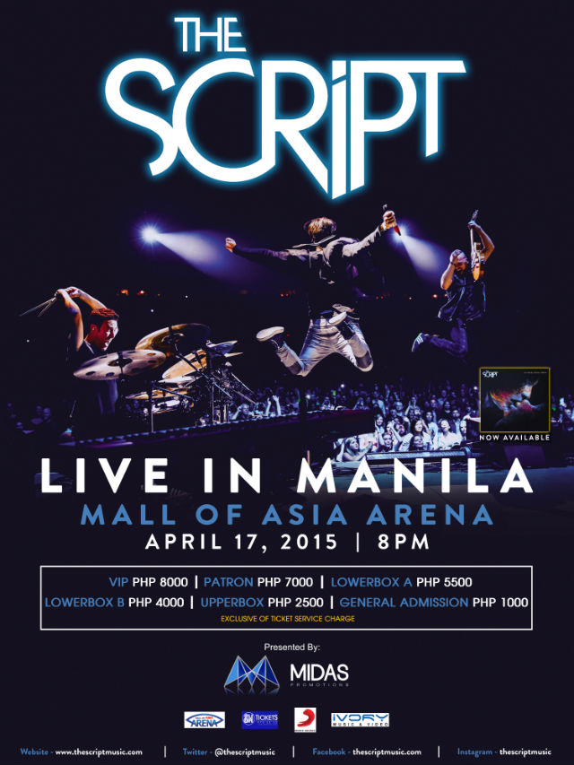 LIVE IN MANILA. The Script will perform at the Mall of Asia Arena. Photo courtesy of MCA Universal and Midas Promotions