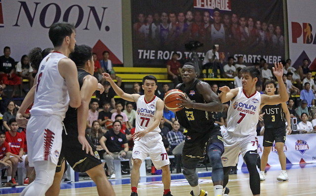 BALANCED ATTACK. Soulemane Chabi-yo leads UST's attack with 25 points, 18 rebounds and 5 blocks. Photo by PBA Images 