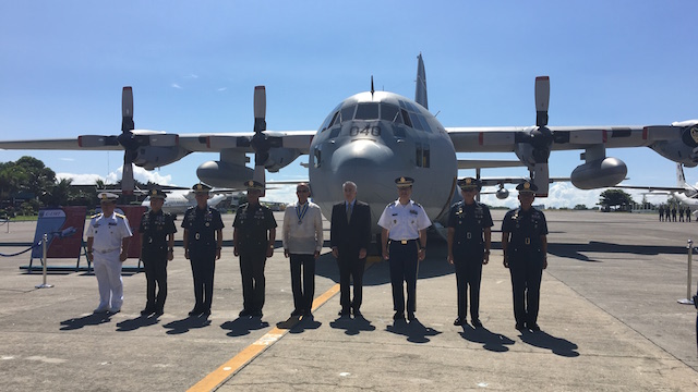 TURNOVER. The Philippine military formally receives a C130 that it bought from the US government, October 24, 2016. Photo by Carmela Fonbuena/Rappler 