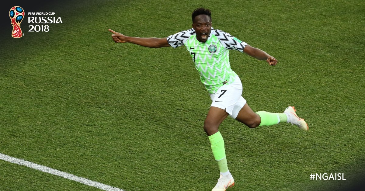 Dua gol dari Ahmed Musa membawa kemenangan untuk Nigeria. Foto dari Twitter/FIFAWorldCup 